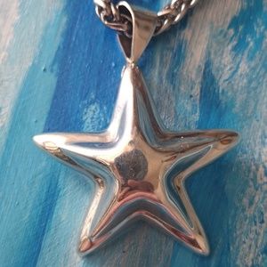 925 Sterling Silver 3D Star Pendant